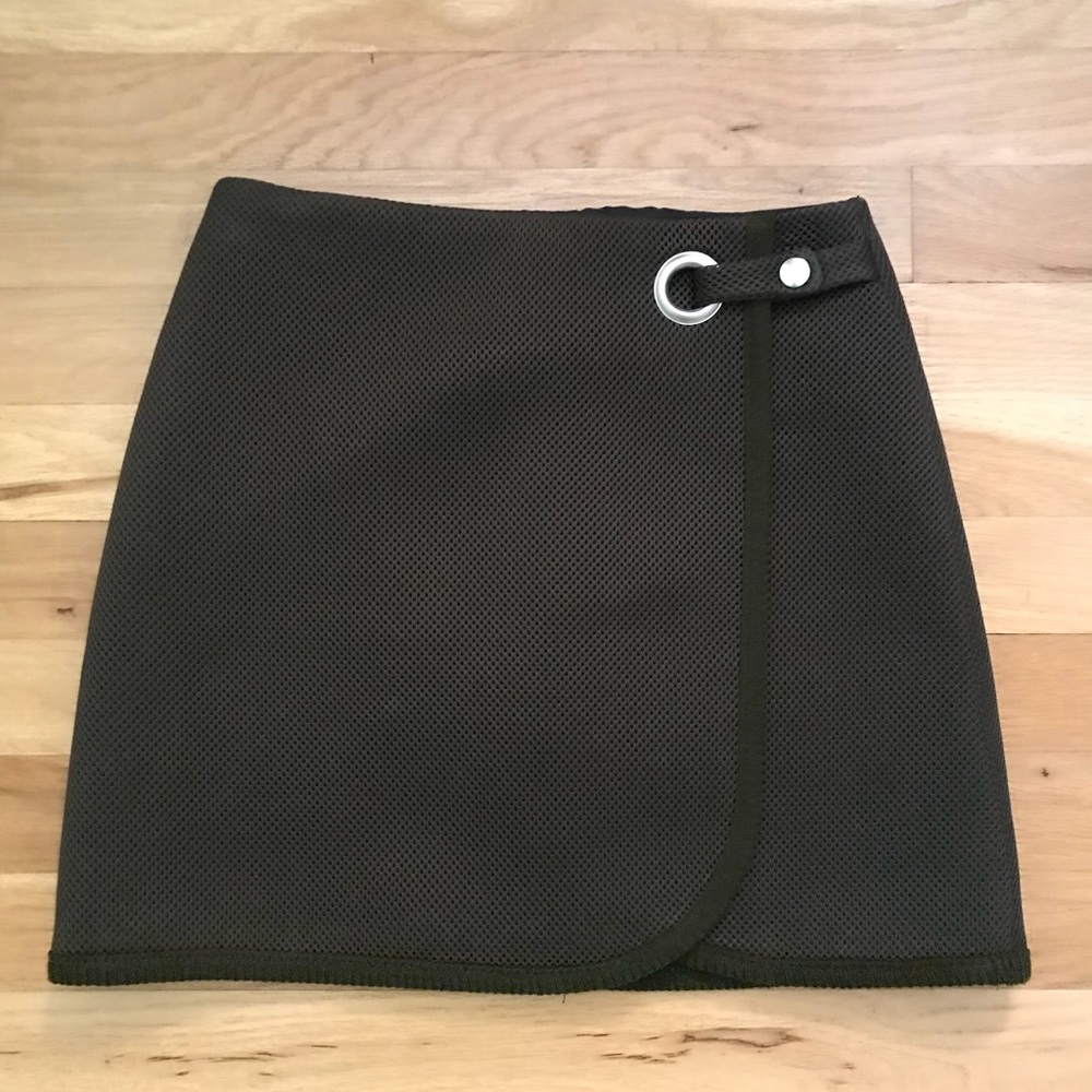 Dark olive mesh mini skirt from Topshop
